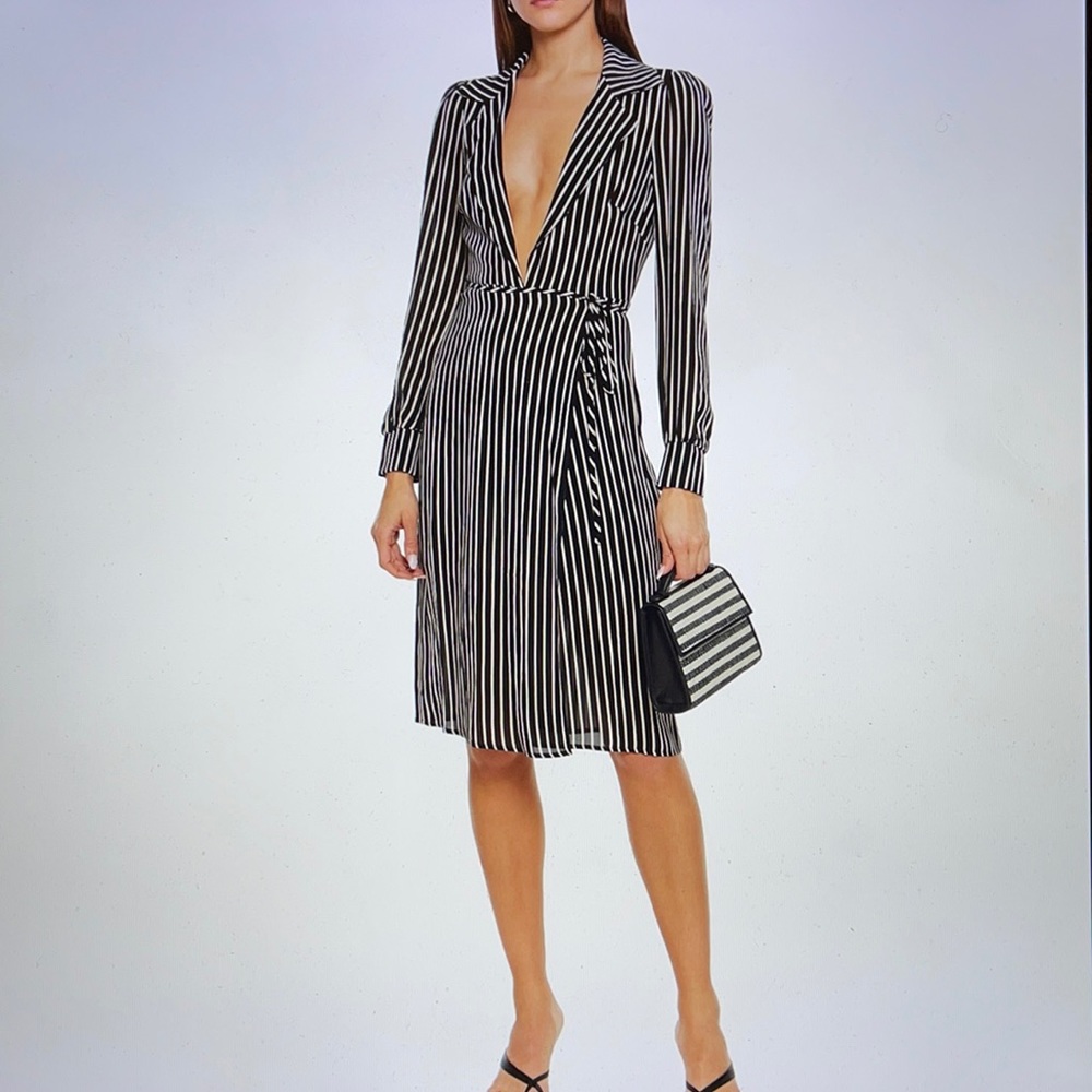 NWT Reformation Salem Striped Crepe Wrap Dress